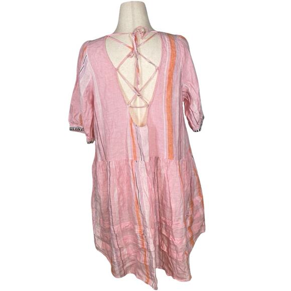 Lemlem by Liya Kebede x H&M Pink Striped 100% Linen Swing Dress    Size: XL - Picture 4 of 6
